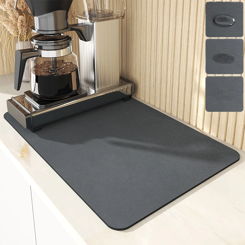 Coffee Anti-slip Absorbent Super Dish Large Kitchen Absorbent Draining Mat Drying Mat Quick Dry Bathroom Drain Pad Kitchen Tool smile