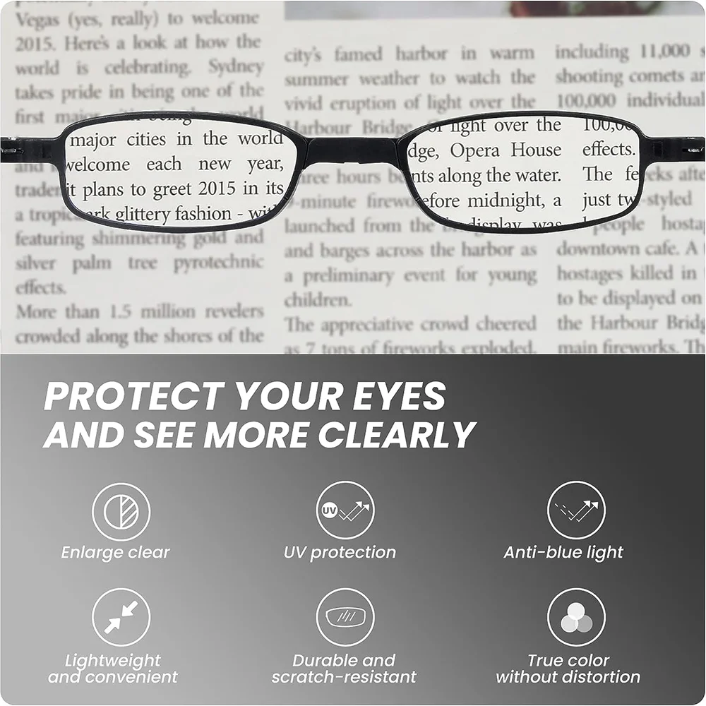 KLASSNUM Folding Reading Glasses Women Men Anti-Blue Light Ultra-light Presbyopia Eyeglasses W/ Case Eyewear Diopter +1.0 - +4.0