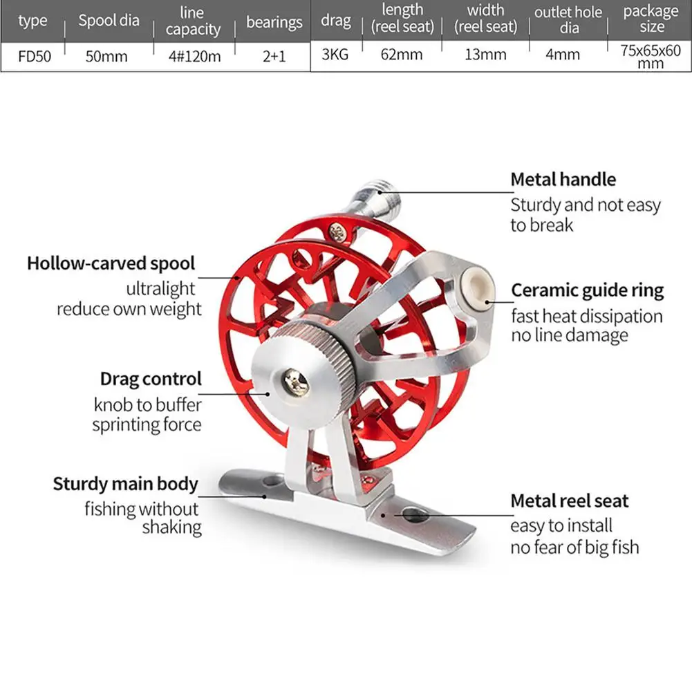 Fishing Portable Raft Mini Reel Ultralight High-strength All Metal Hollow Fishing Tackle Accessories smile