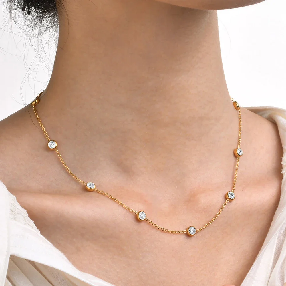 D Color 3/4/5mm TBCYD Moissanite Choker Necklace For Women S Sier Round Cut Dia Bubble Neck Chain Party Jewelry Gifts smile