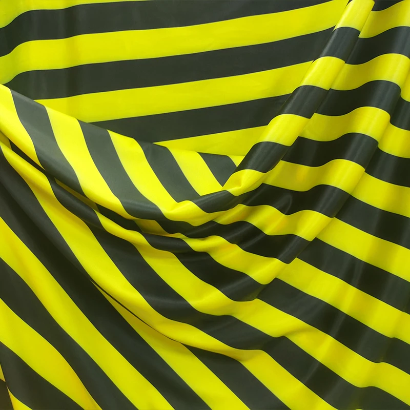 Side Milk 4 Beautful Silk Stretch Knitted Cotton/Spandex Fabric Yellow/black Stripes Print Cloth Sewing DIY Dance Clothing/Dress smile