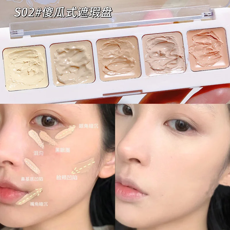 ddmysmile Palette 5 Colors Concealer Long Lasting Cover Dark Circles Acne Pores Cream Shading Highlighter Moisturize Face Cometics Smile