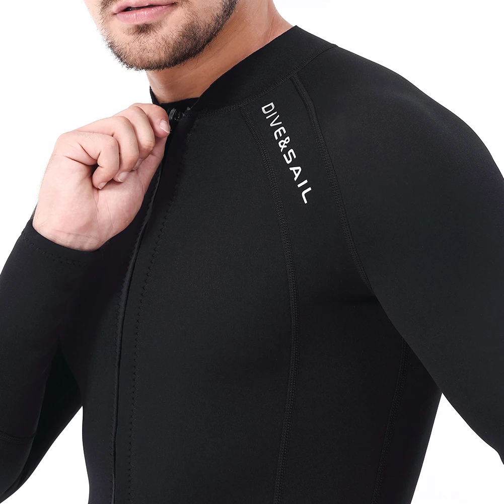 DIVE 2MM Premium SAIL Diving Suit For Men Women Wetwuit Pants Split bodyJacket-pants Neoprene Swimwear Black Keep Warm Black smile