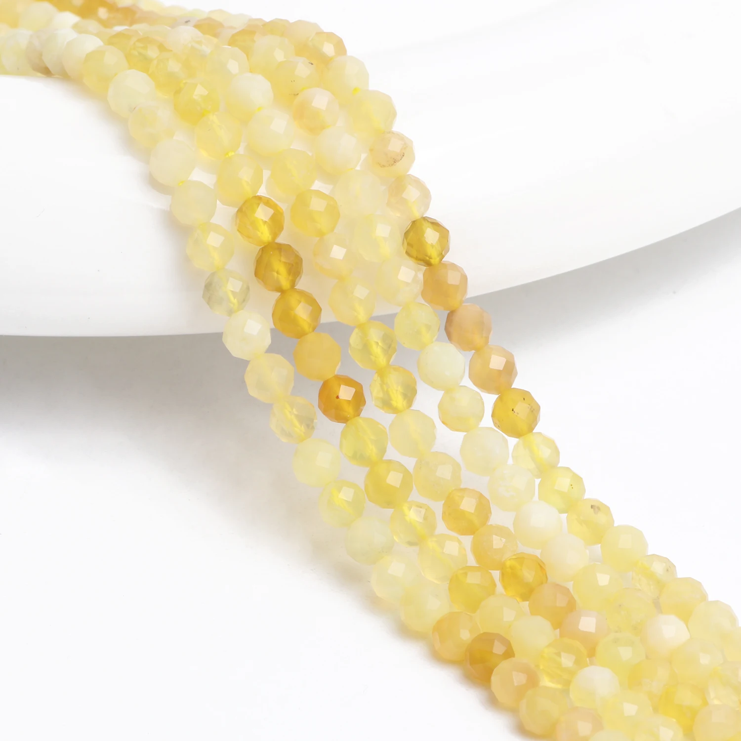 Natural Stone Faceted Beads Citrine Spacer Loose Beads for Jewelry Making DIY Handemade Bracelet Necklace Accessoy 15'' 4mm