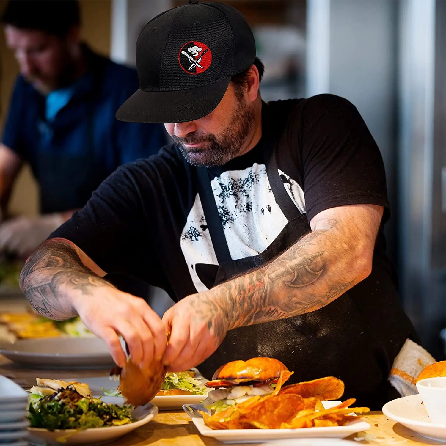 Mens Snapback Hats Chef Hip Hop Baseball Cap Snapback Extender Adjustable Black Fitted Hat smile