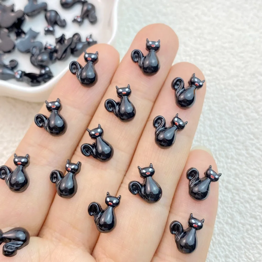 Cute Resin New 50Pcs Mini Halloween Ghosts Animals Series Flat Back Manicure Parts Embellishments For Hair Bows smile