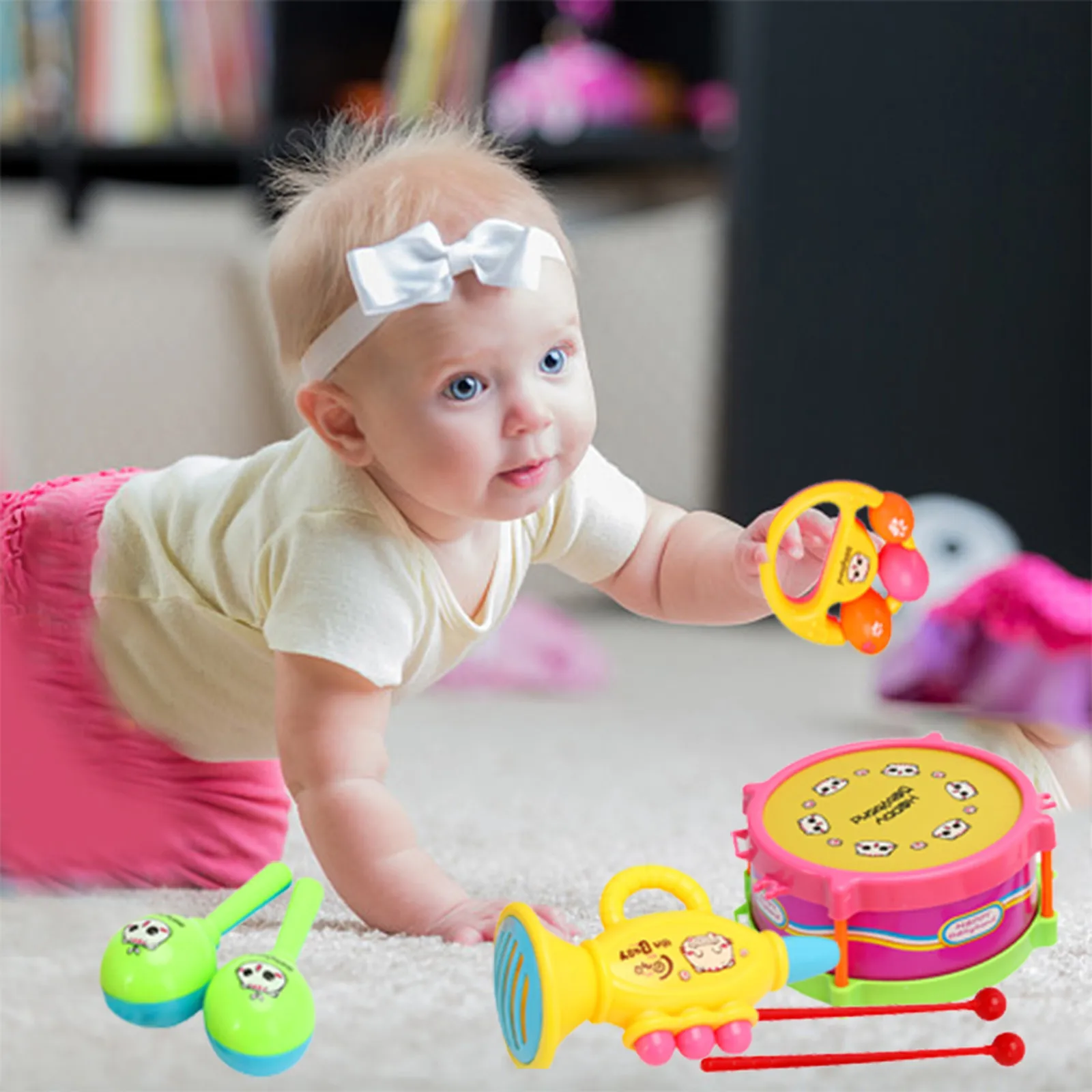 Baby Girl Gifts Toddler Musical Instruments Ages 1 3 Baby Music Toys 6 12 9 18 Party Blowers for Kids Drums for Toddlers 3