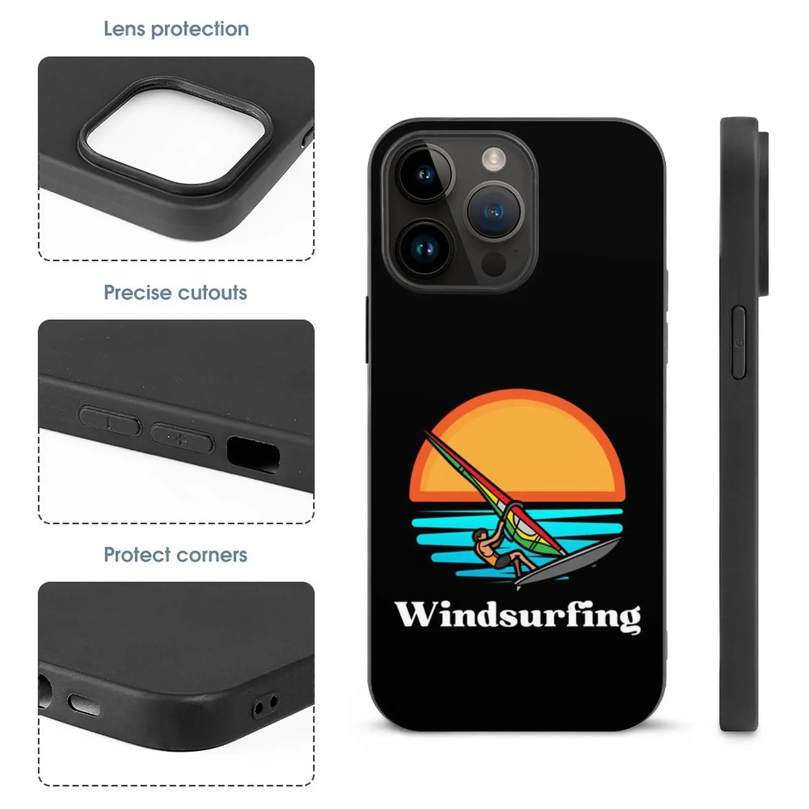Fiber Windsurfing In Sunset Skin Case For Iphone 11 12 13 14 Pro Max Mini Xr 7 8 Plus Cases Cover Kitesurfing Water Sport Kite smile
