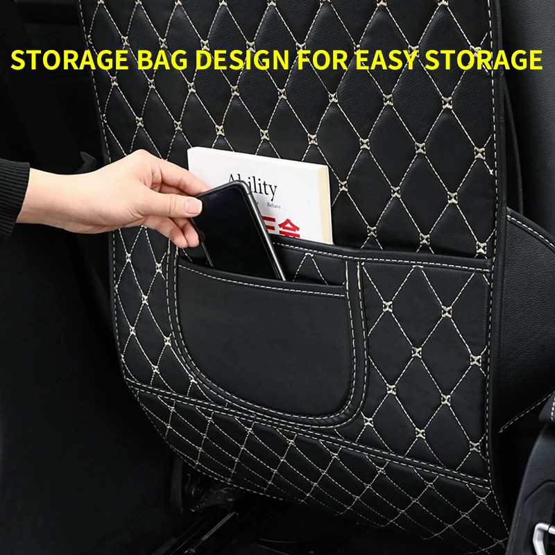 back Car Anti Seat Kick Pad Protector Cover Car Interior Accessories Waterproof Anti Dirty Mat PU Leather Cover Protector Mat smile