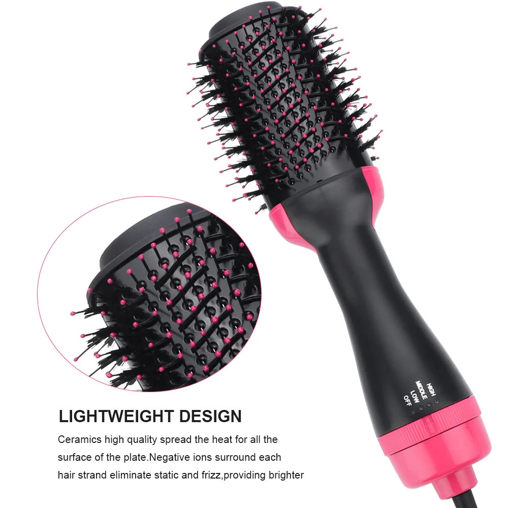 1000W Hair Dryer Air Brush Styler and Volumizer Hair Straightener Curler Comb Roller One Step Electric Ion Blow Dryer Brush 240527