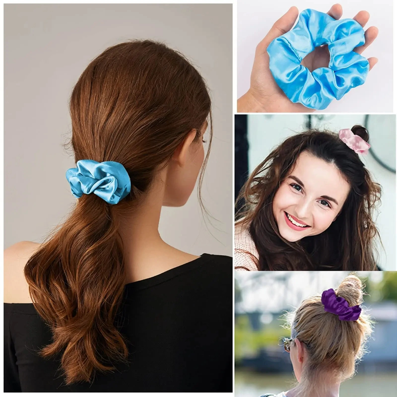 20 Luminous Pcs/Lot LED Scrunchies Hairband Ponytail Holder Headwear Elastic Satin Hair Bands Girl Hair Accessories for Party smile