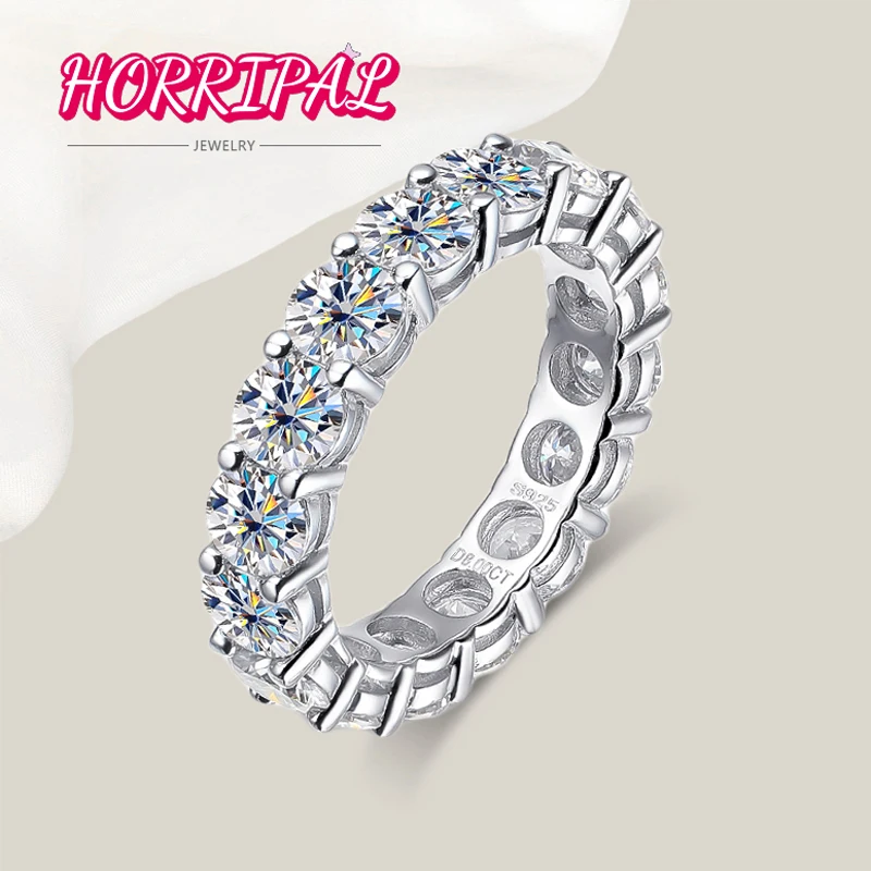 D Color 5Mm HORRIPAL Moissanite Ring S Sterling Sier With Platinum Plated Certified Shinny Rings For Man ddmysmile Woman Wedding Smile