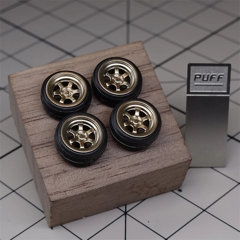 new Model Car 1/64 Wheels RAYS-TE37 2025 Wheels Diameter 6.8mm With Rubber Tires Modified Parts Racing Vehicle Toy Tomica 4pcs Set