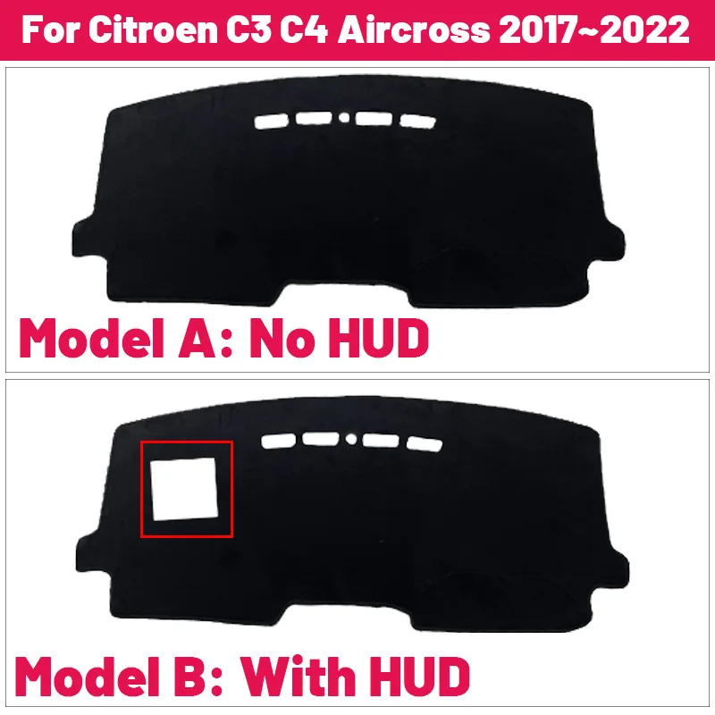 High Quality for Citroen C3 C4 Aircross 2017~2022 Car Dashboard Cover Mat Sun Shade Avoid Light Pad Carpets Anti-UV Interior