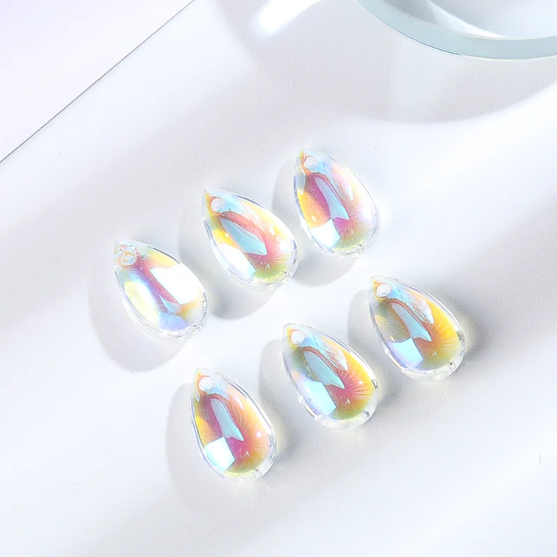 Color AB 20PC Rainbow Angel Tears Crystal Prism Earrings Necklace Jewelry Pendant Aurora Sun Catcher Chandelier Streamer Decor smile