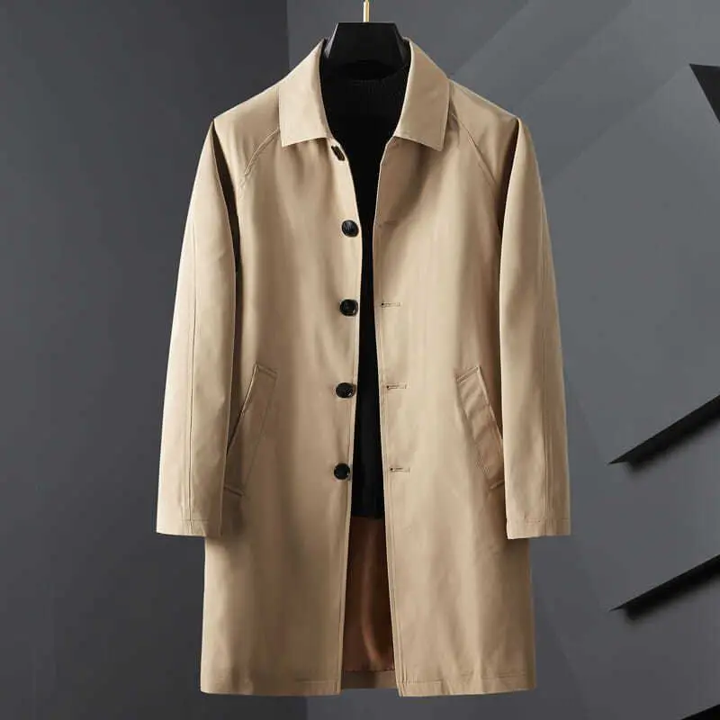 Men Trench British Style Solid Single Breasted Leisure Long Coats Stylish Casual Outwear Hombre Korean Style Windbreaker H65 smile