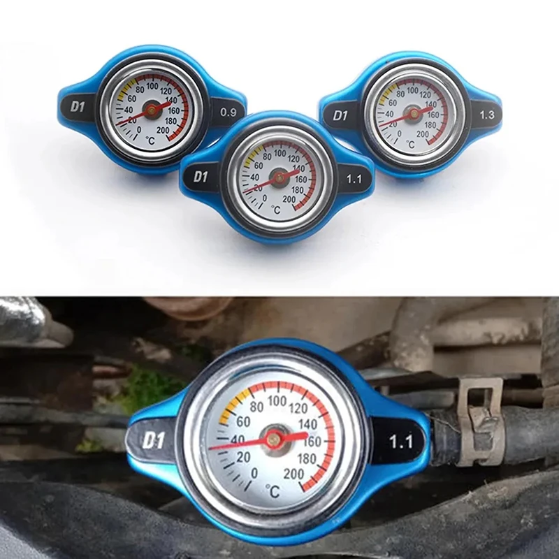Car Auto Styling SPSLD Thermo Radiator Cap Tank Cover Water Temperature Gauge with Utility Safe 0.9 Bar/ 1.1 Bar/1.3 Bar