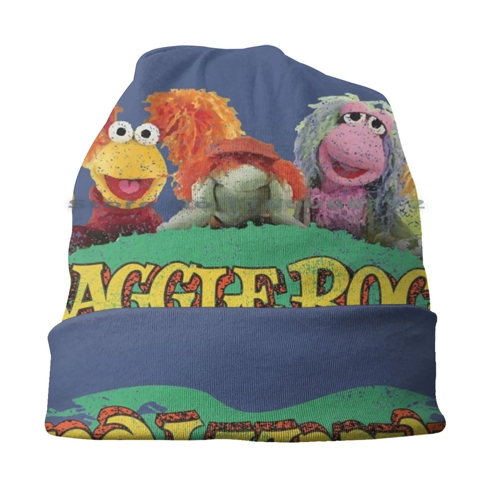 Rock Stars 80s Party Distressed Faded Vintage Beanies Knit Hat Fraggle Rock Red Dance Cares Away Wembley Godo Jem Holograms