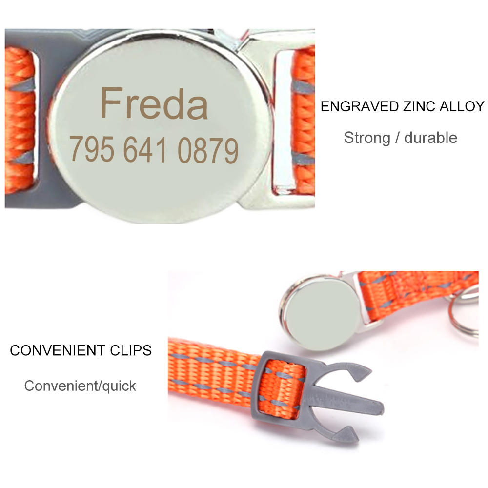 Custom Dog Collars Personalized Nylon Puppy Collars Free Engraving Nameplate ID Tags Dog Accessories Cat Collars Kitten Collar