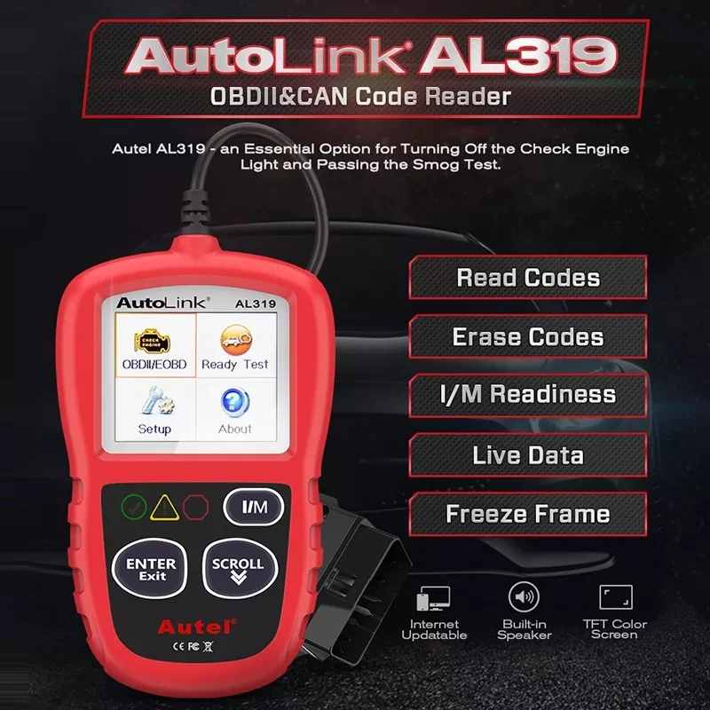 Al319 Auto Autolink Autel Obd2 ddmysmile Scanner CAN Code Reader View Freeze Frame Data OBDII OBD 2 Professional Car Diagnostic Tool Smile