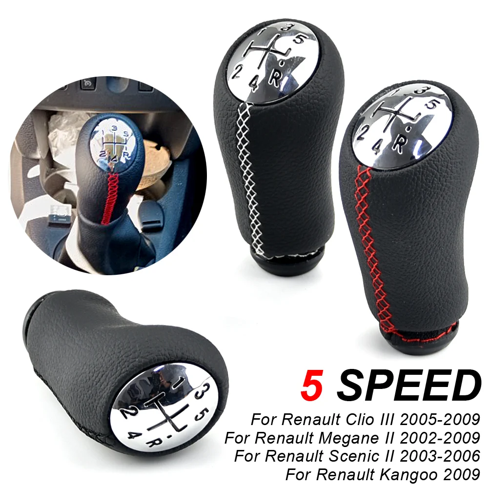 Knob Leather Gear Shift Lever Shifter Gaiter Boot Cover For Renault Clio 3 2005-2009 Megane 2002-2009 Kangoo 2009 smile