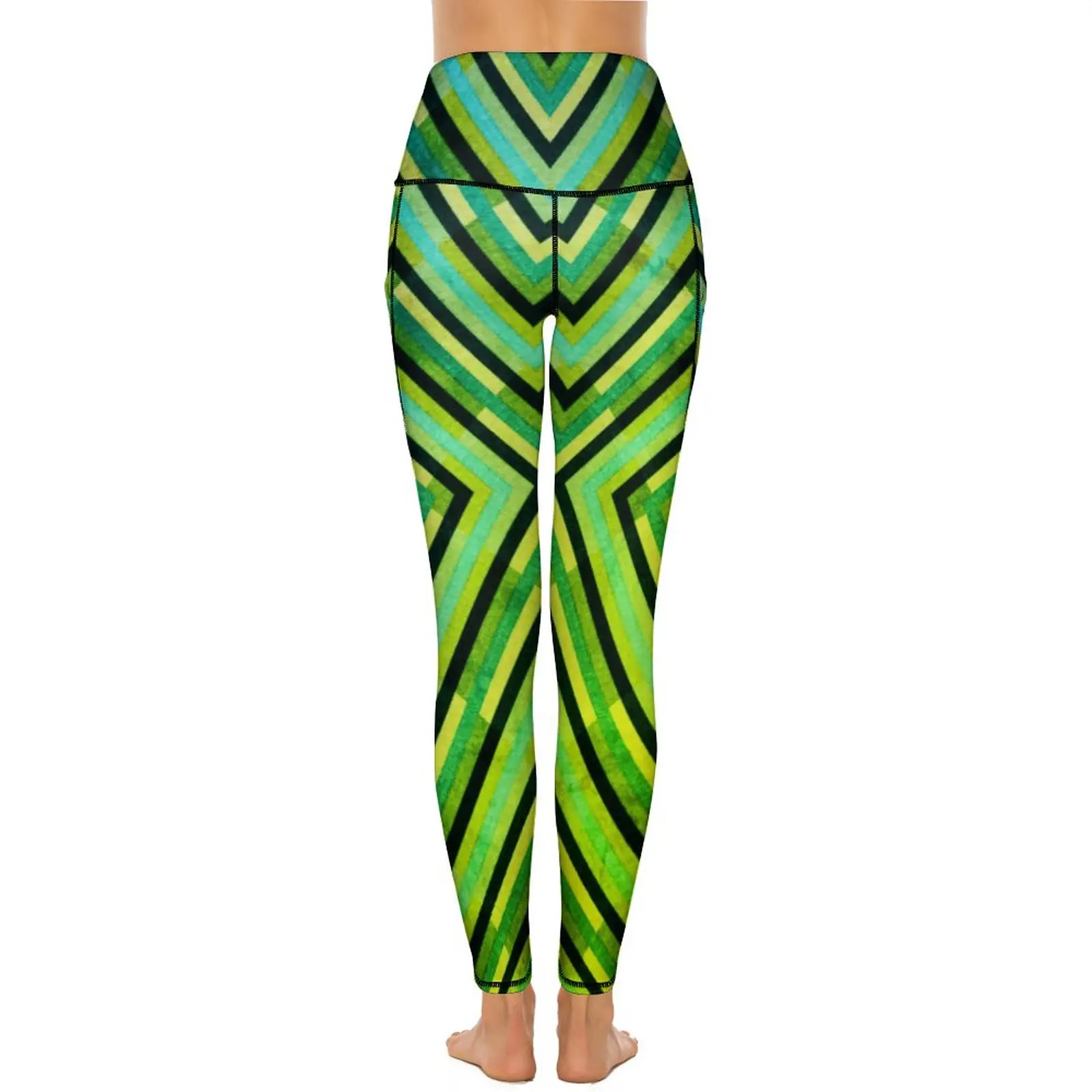 Abstract Geometric Yoga Pants Modern Art Print Work Out Leggings High Waist Elastic Sport Pants Casual Design Yoga Legging Gift