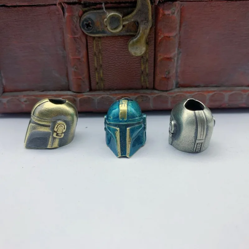 Folding Knife Helmet Alien Bead Paracord Woven Lanyard Keychain Pendants Brass DIY EDC Umbrella Rope Hangings Charms Accessories smile