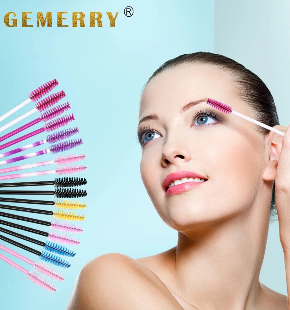 Disposable Brush 50/100Pcs Eyelash Mascara Wands Colorful Plastic Applicator Professional Makeup Eye Brushes Eyelashes Extension smile