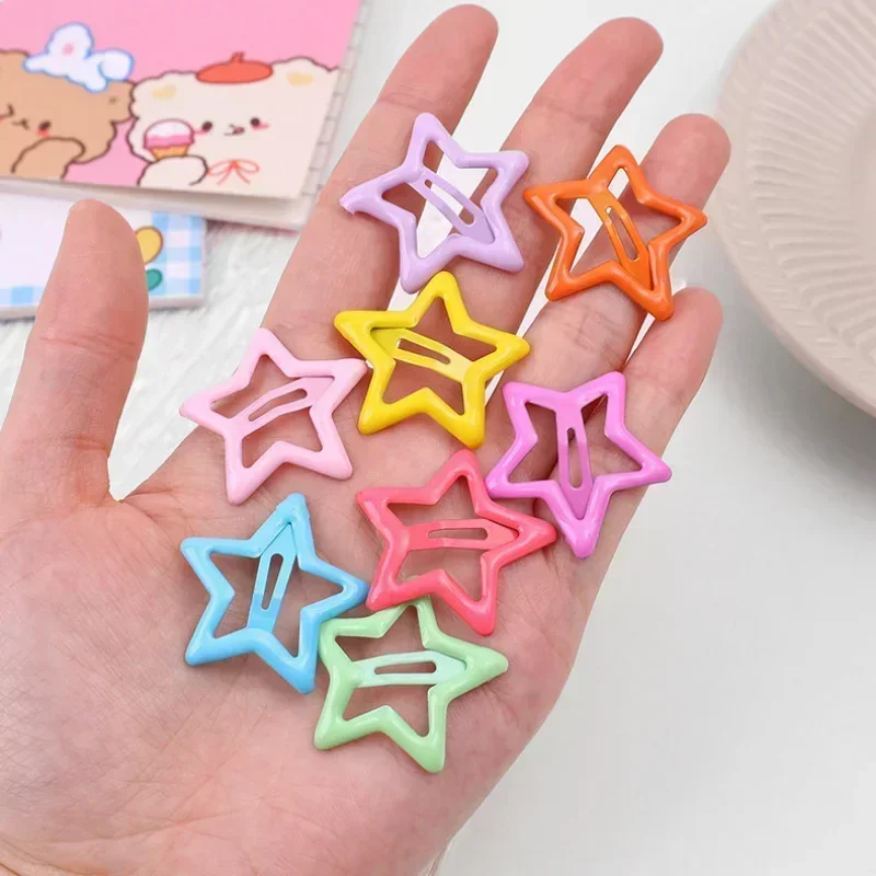 Colorful Star BB 10-30Pcs Hair Clips Y2K Women Grils Cute Metal Star Hairpin Side Barrettes Hair Grip Headwear Hair Accessories smile