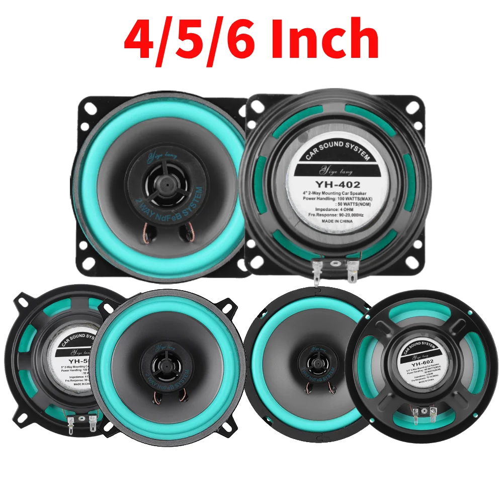 4/5/6 Inch 100W/160W Universal Car HiFi Coaxial Speaker Vehicle Door Auto Audio Music Stereo Full Range Frequency Loudspeaker