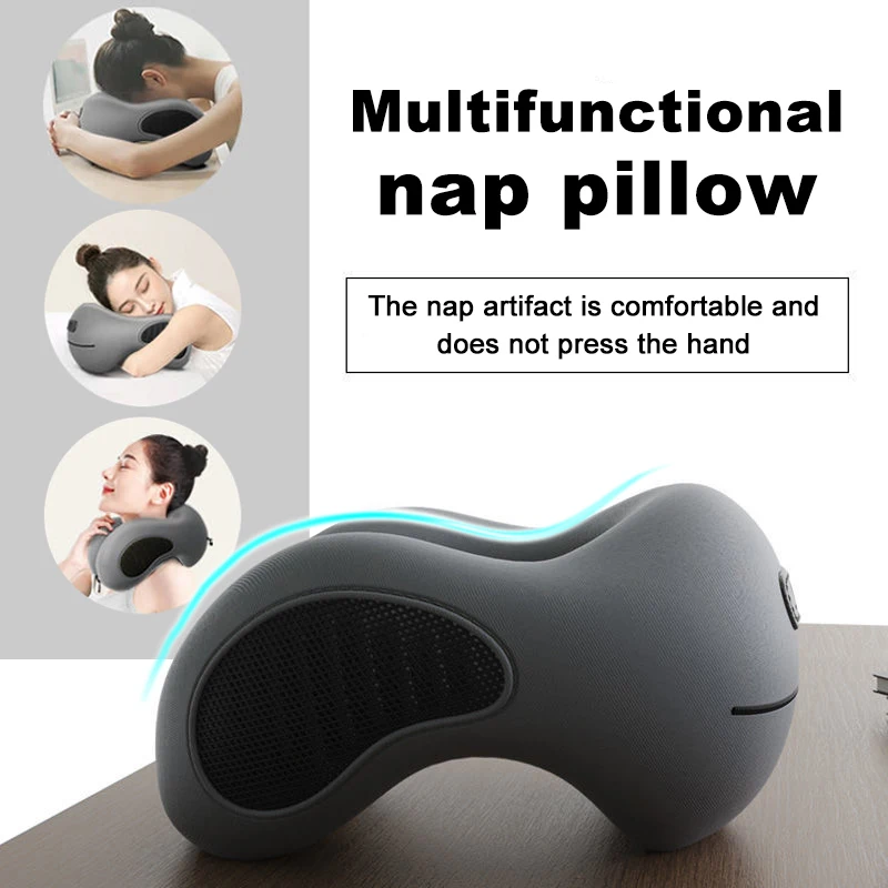 Travel Neck Pillow Upgraded for Aircraft Soft Memory Foam Pillow For Flight Portable Cervical Healthcare Massage Neck Pillow smile