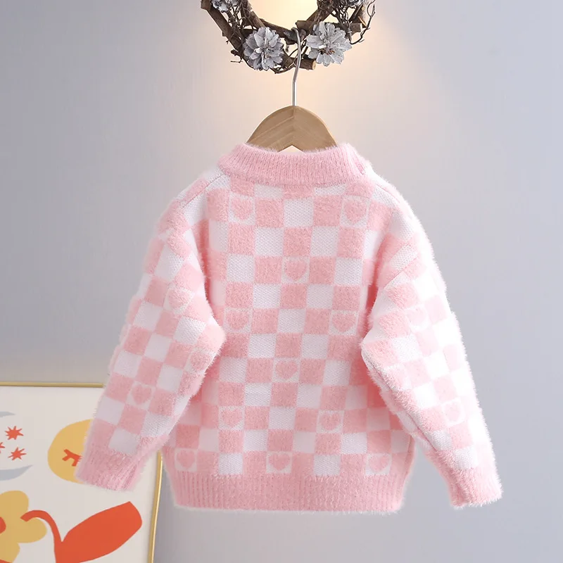 Thick Winter Girls Sweaters Children Veet Sweatshirts Clothes For Baby 3 To 8 Years Kids Woolen T-shirts Pullover Sweater 2024 smile