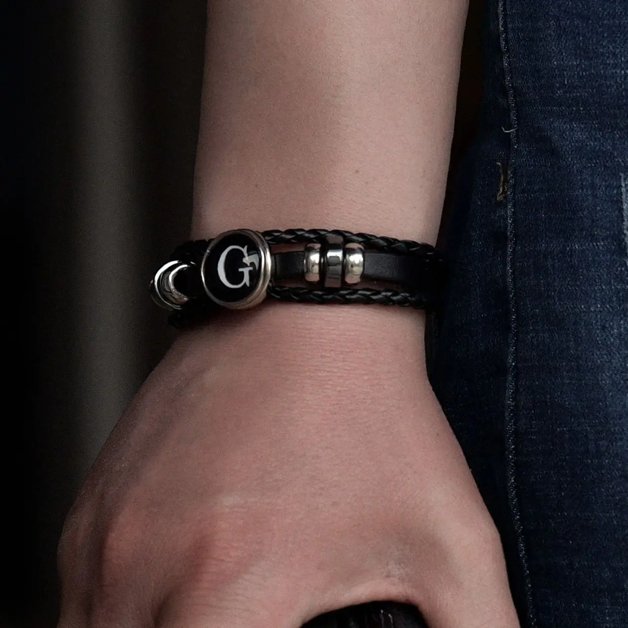 Men Vintage Letter Punk Leather Bracelet Brown Handmade Braided Multilayer 26 Initials ID Name Friendship Bracelets Gifts smile