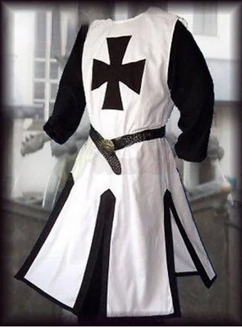 Medieval Men Plus Size Cosplay Robes Templar Knight Crusader Surcoat Long Sleeve Short Tops Reenactment Costume smile