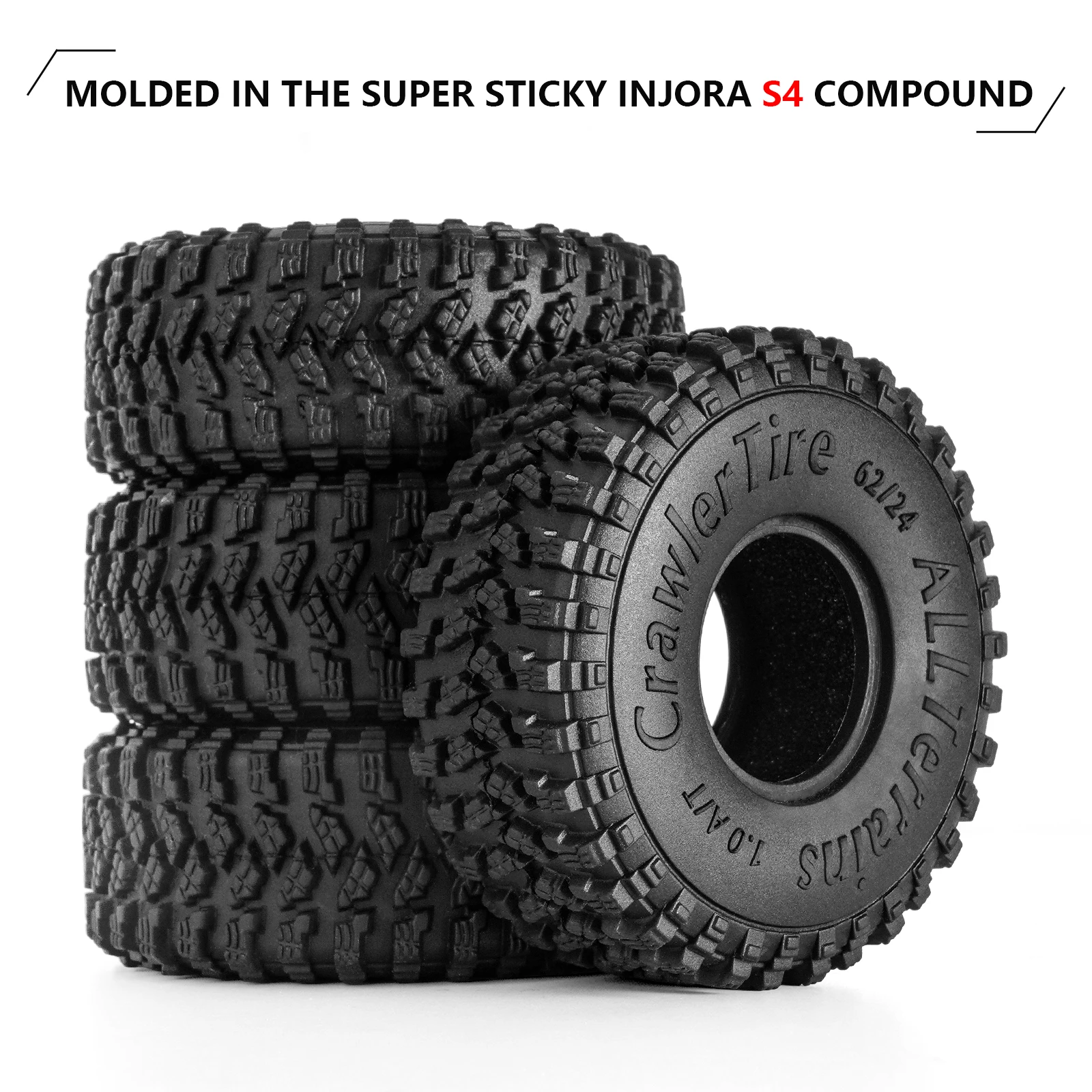 INJORA 62*24mm S4 All Terrain 1.0 Wheel Tires for 1/18 1/24 RC Crawler Car Axial SCX24 FCX24 Enduro24 AX24 (T2450)