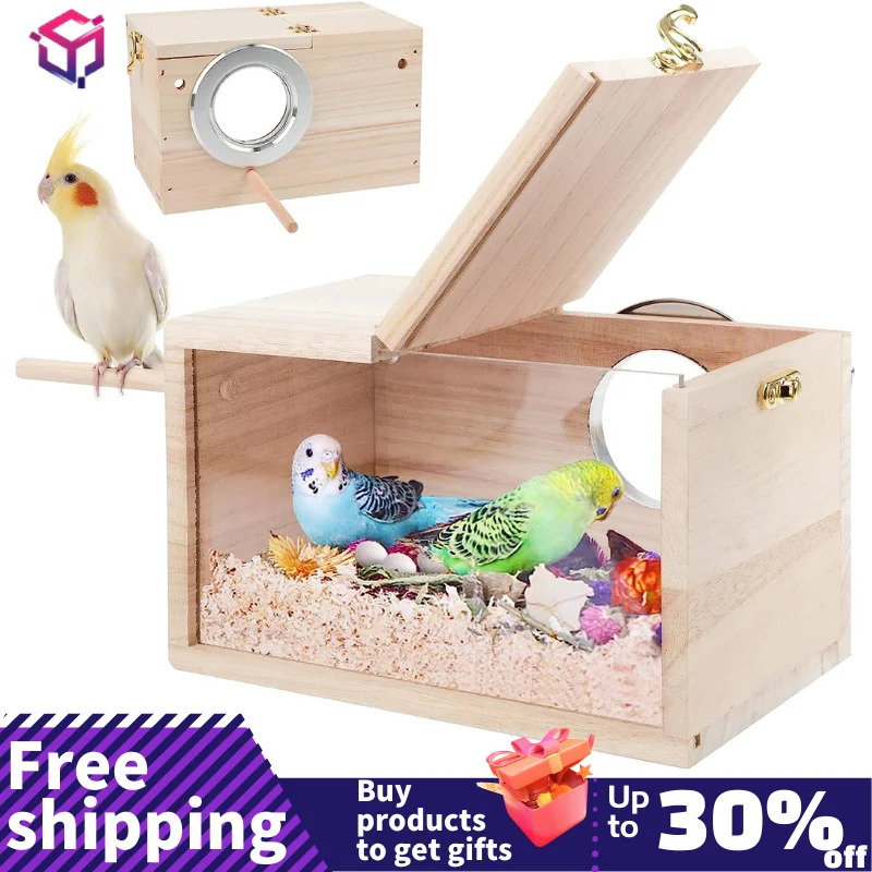 Transparent Design Parakeet atiel Bird House Nest new Easy to 2025 Clean Parrot House Smooth Edges Parakeet Nesting Box Bird Supplie