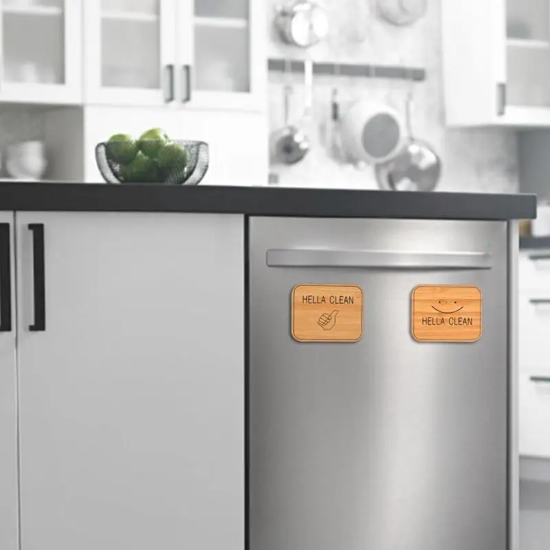 Clean Dirty Magnet For Dishwasher Bamboo Indicator For Magnetic Dishwashers Reversible Round Dishwasher Magnet Clean Dirty Sign