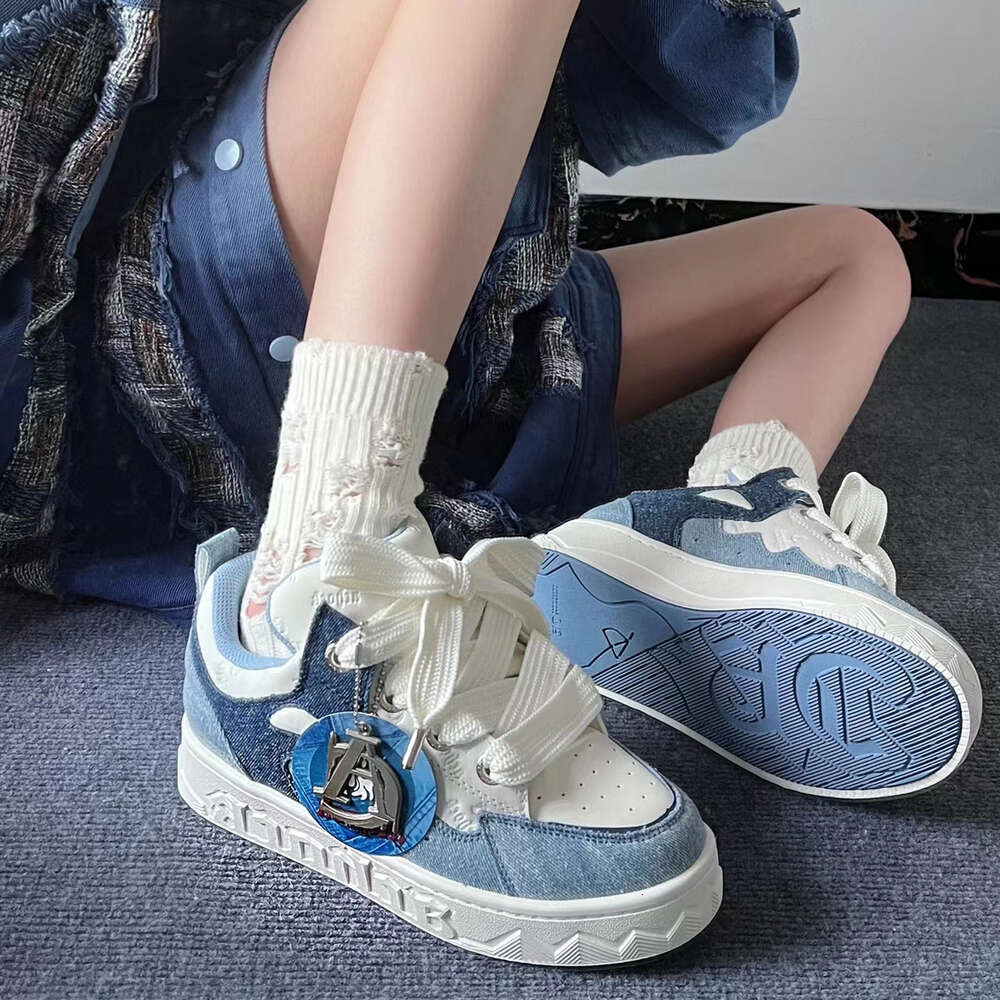 Ddmyoutdoor Spring New Thick Soled All Match Casual Sneakers Female National Trend Niche Denim Blue Couple Bread Shoes Male Outdoor