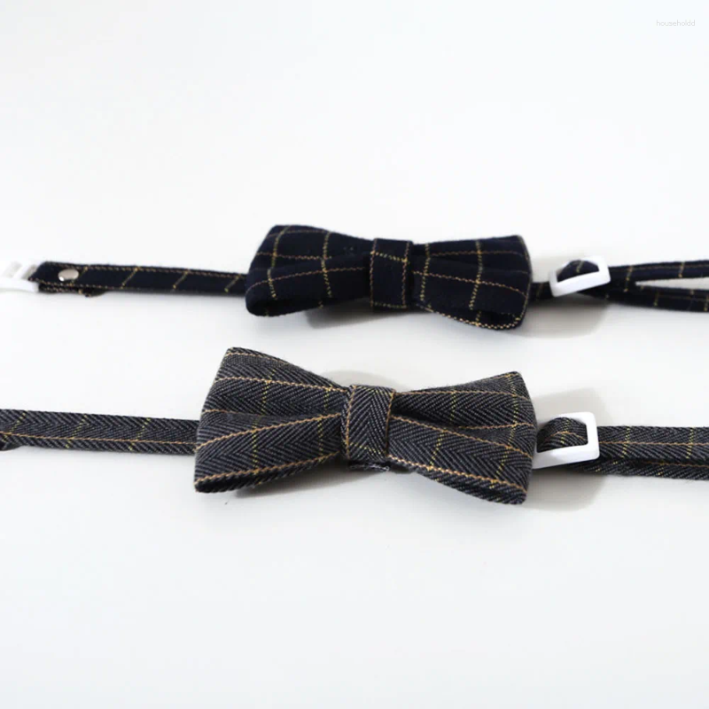 Dog Apparel Adjustable Pet Bow Tie British Style Plaid Costume Necktie Collar For Small Dogs Cats Puppy Wedding Grooming Accessories