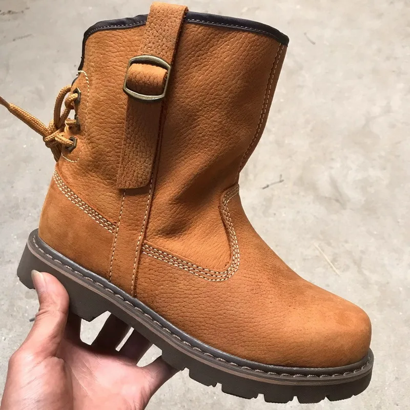 Genuine Leather Winter Boots Women Keep Warm Waterproof Riding Boots Vintage Punky Style Couple Outdoor Knight Boots Shoes