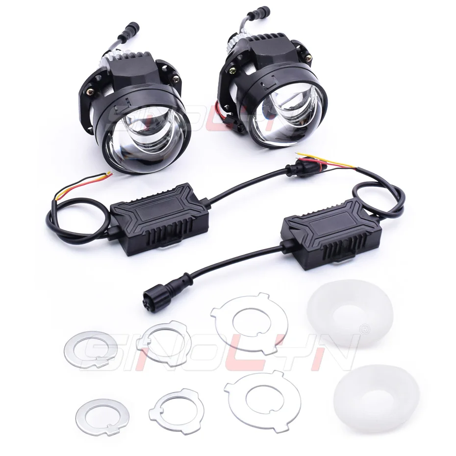 85W 2.5 Inch Bi LED Projector H7 LED H4 9005 9006 Angel Eyes Hyperboloid Lenses For Headlight 12000LM Car Lights Car Accessories
