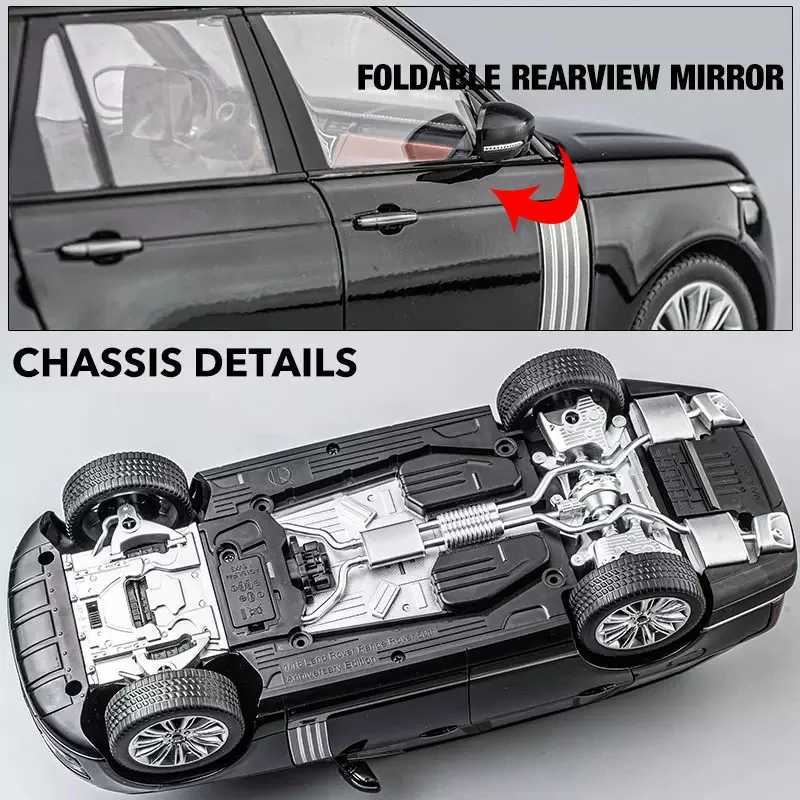 Cars Diecast Model Cars 1 18 Large Range Rover Alloy Car Models Simulate Sound and Light Pullback Toy Car Boys Series Decorative Gifts d240527