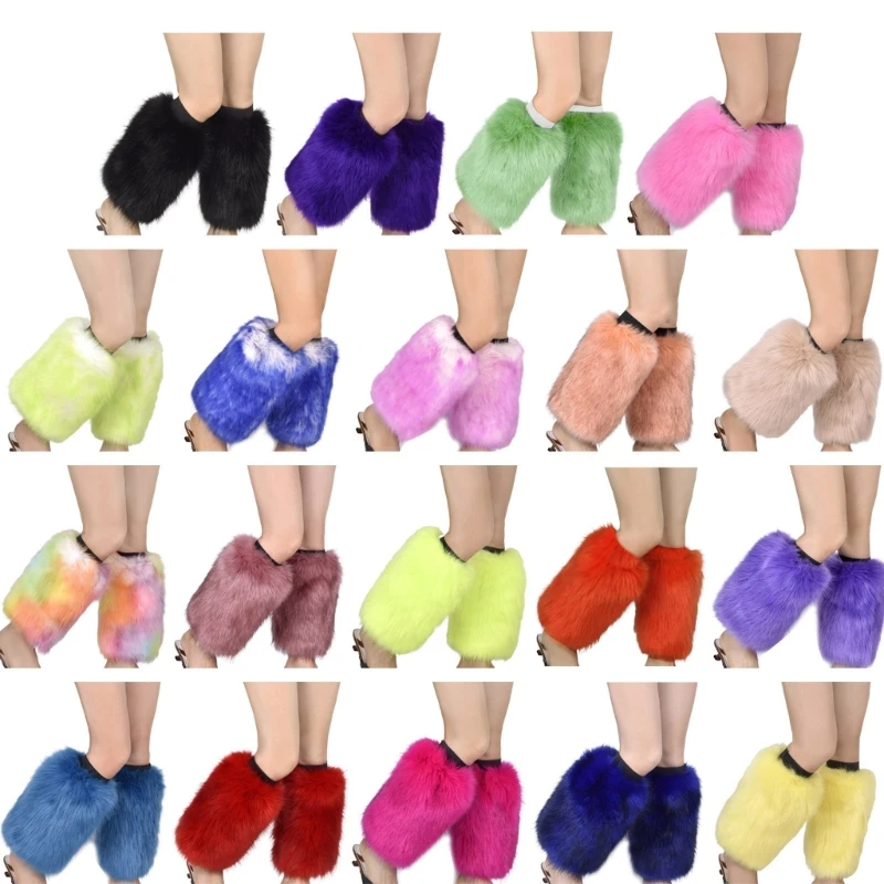 new 2025 Women Winter Vibrant Furry Leg Warmers Haruku Warm Leggings Cuffs Covers Faux Fur Calf Socks Partywear
