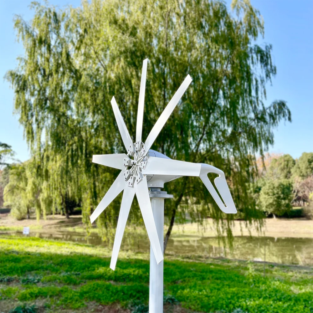 Factory 3000W Wind Turbine Generator 8 Blades Alternator Three-Phase Vertical Axis Windmill With Mppt Controller