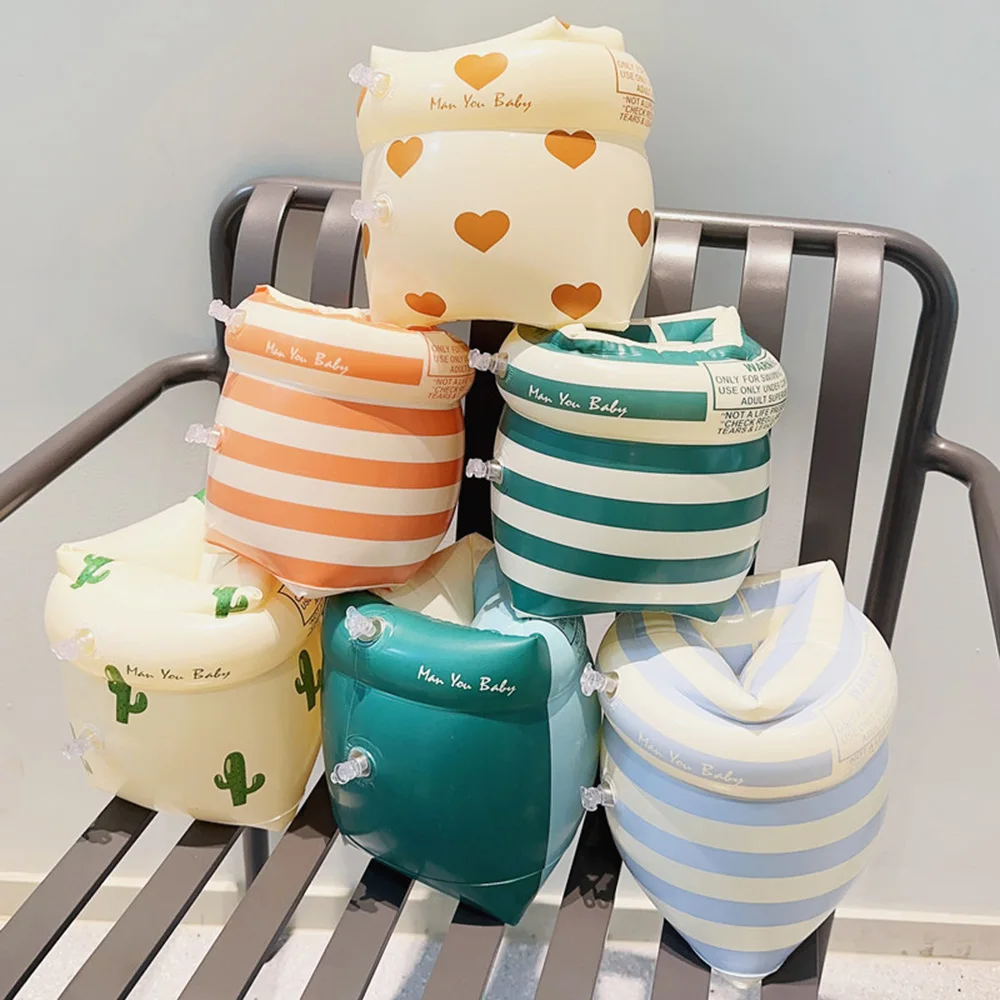 Arm Swimming Circle 1Pair Double Air Bag Iatable Swimming Pool Arm Floaters PVC Printed Adult Kids Swimming Accessories smile