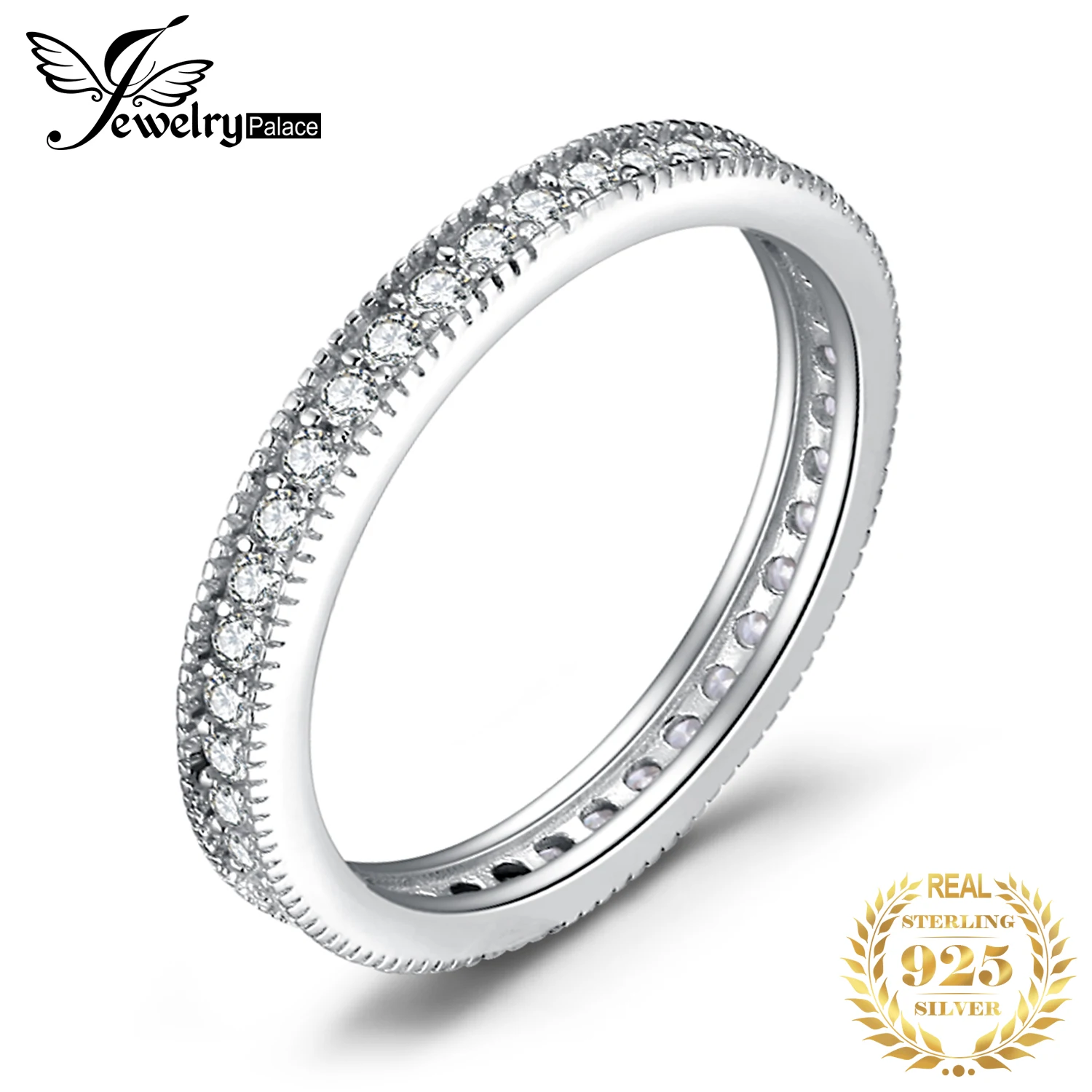 CLEARANCE JewelryPalace 925 Sterling Silver Band Ring Sets Woman CZ Moissanite Bridal Sets Luxury Rose Gold Jewelry for Women