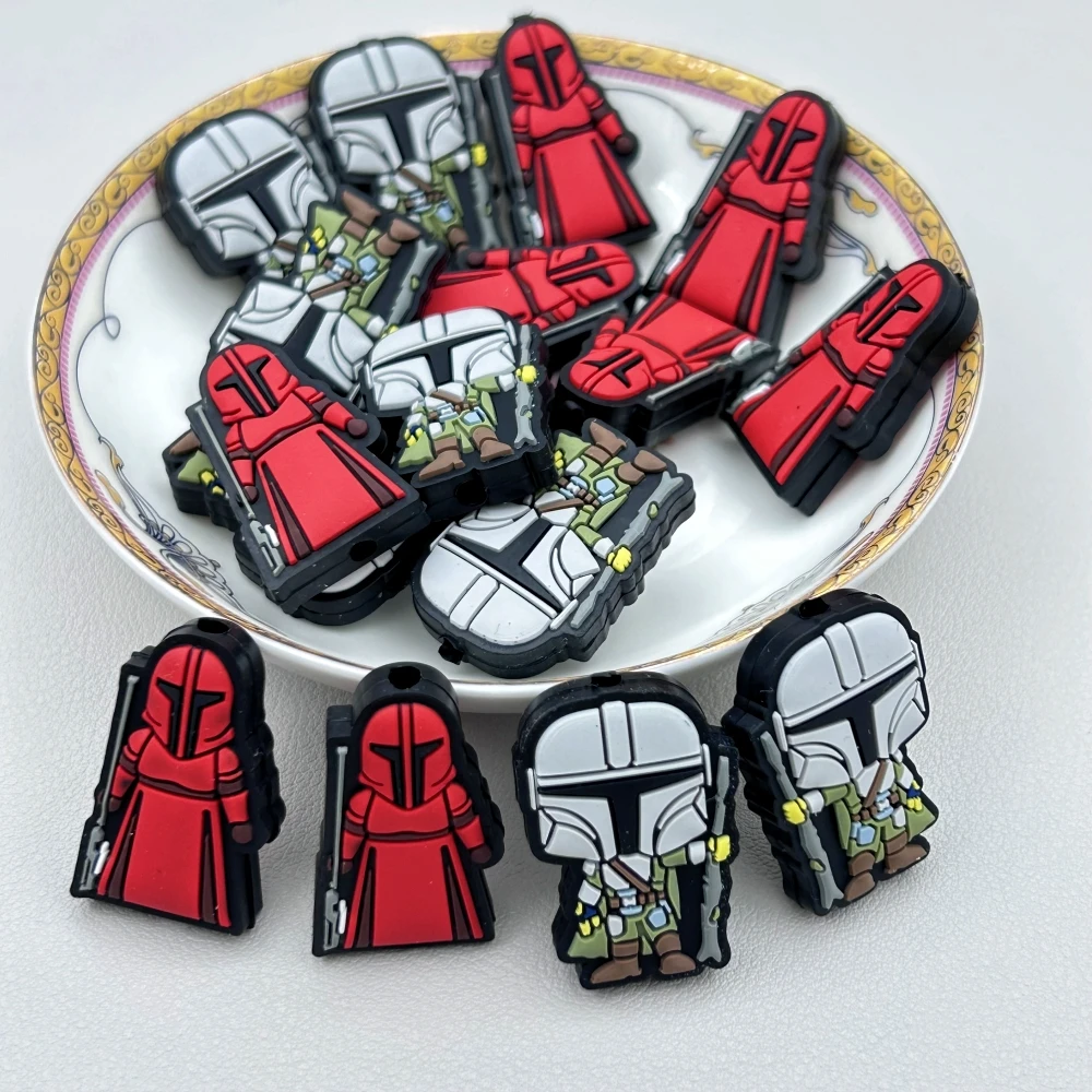 10PC Baby Silicone Bead Soldier Warrior Bead Teethe Baby DIY String Pen Bead Nipple Chains Jewelry Accessories Teethe Kawai Gift