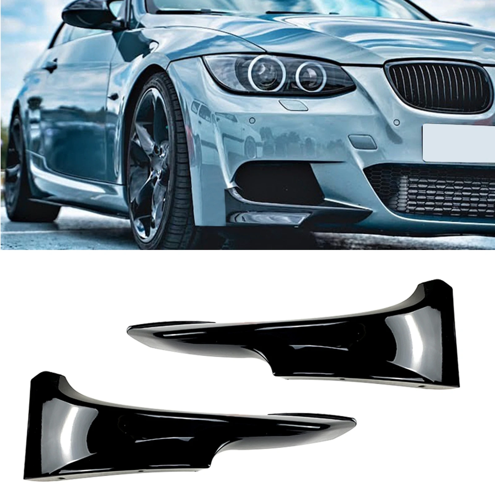 Front Bumper Side Splitter Cover For BMW 3 Series E92 E93 LCI M Sport 2010-2014 M-Tech Car Lower Air Vent Intake Canards Spoiler