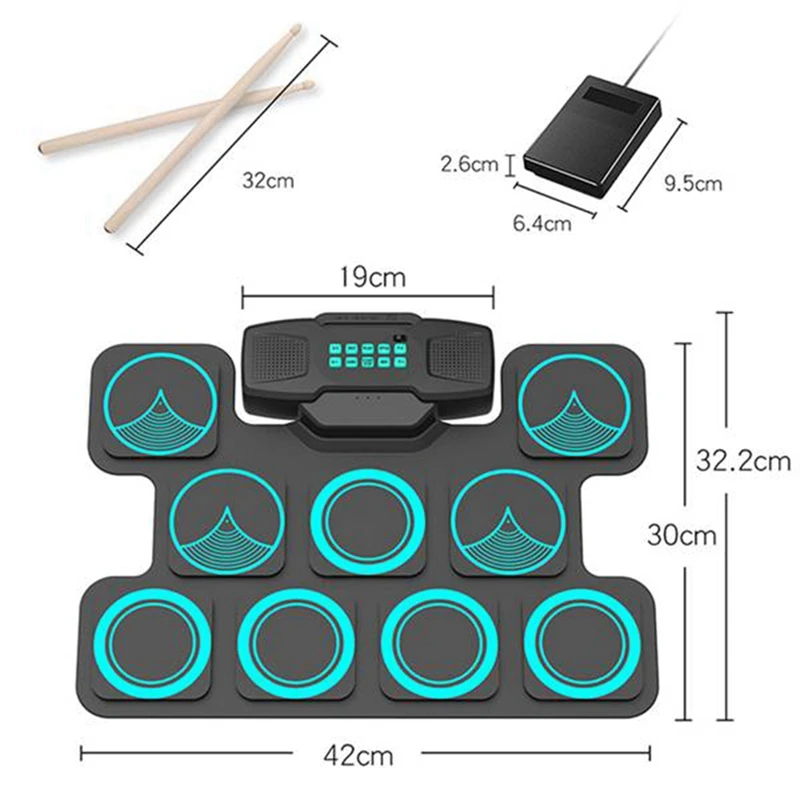 MIDI Sets Electronic Drum Drum Pad ddmysmile Parts 9 Drum Pads Beginner Practice For Playing Games Smile