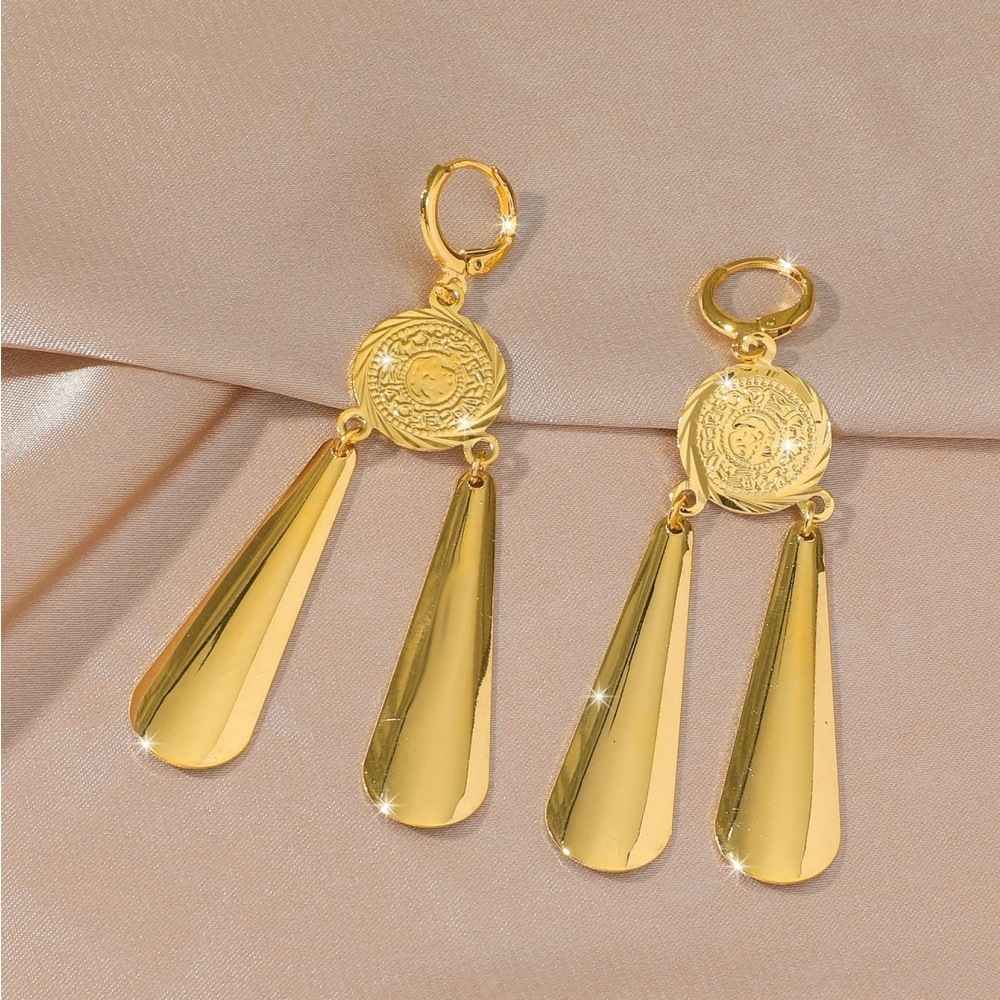 Stud AYONG Tassel Coin Dangle Earrings 18k Gold Plated Round Earring For Middle East Turkish Arabic Women Bridal Wedding Jewelry 230824